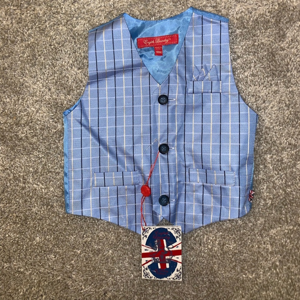 BRAND NWT English Laundry Blue Plaid Dress top 18M - Picture 3 of 12